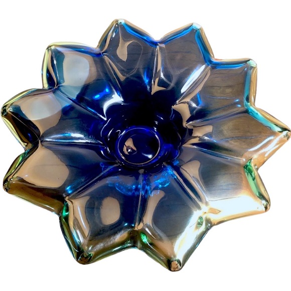 Beautiful Large Italian Glass Compote Floral Design Bowl With Silver Ped… - Picture 2 of 12